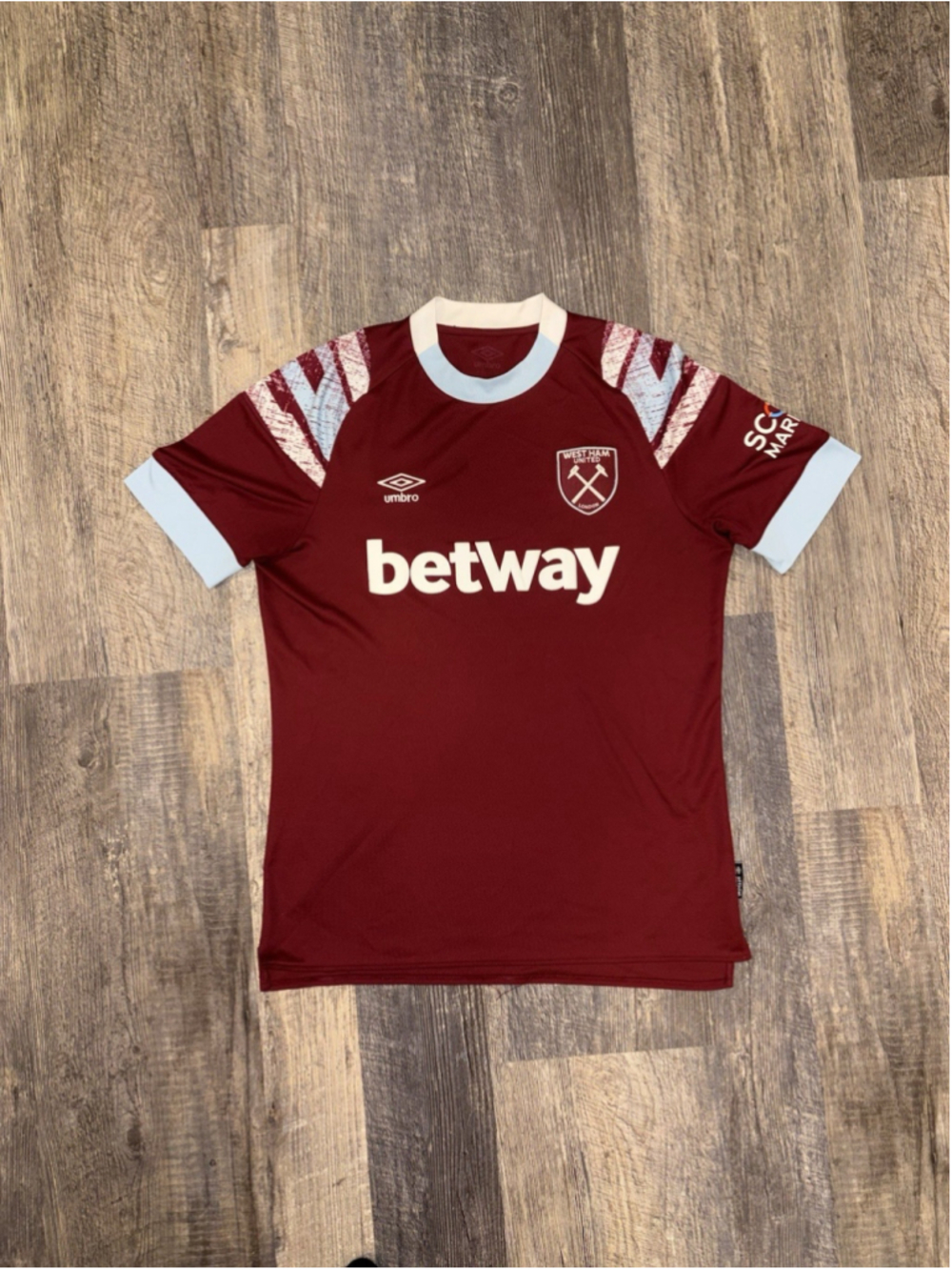 West Ham United 2022 2023 Home Soccer Jersey Umbro Betway Men’s Large